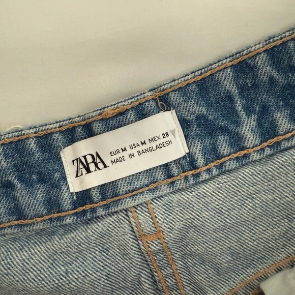 Zara Light Blue Frayed Mini Skirt - Picture 5 of 6